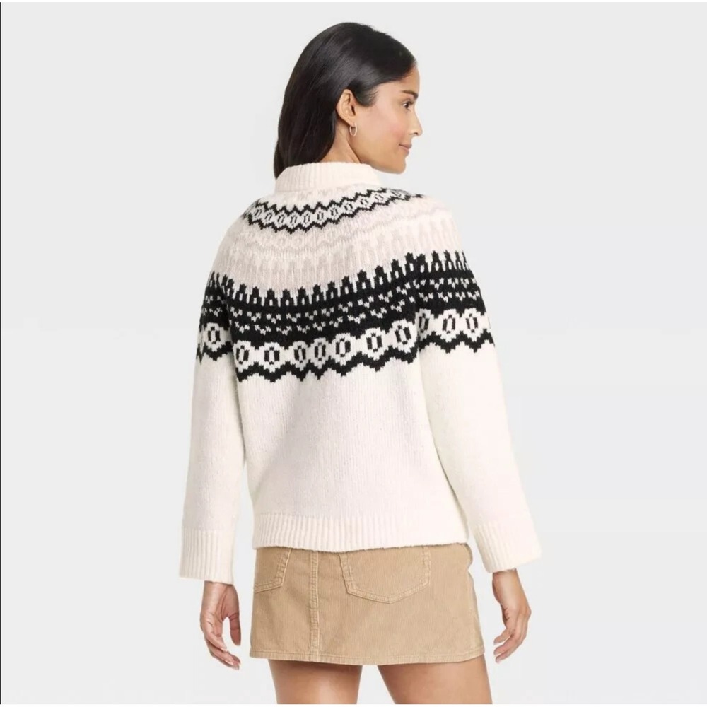 Women's Crewneck Pullover Sweater - Universal Thread Cream Fairisle S - Picture 2 of 9